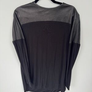 En Noir Black Leather & Jersey Shirt – Size Medium